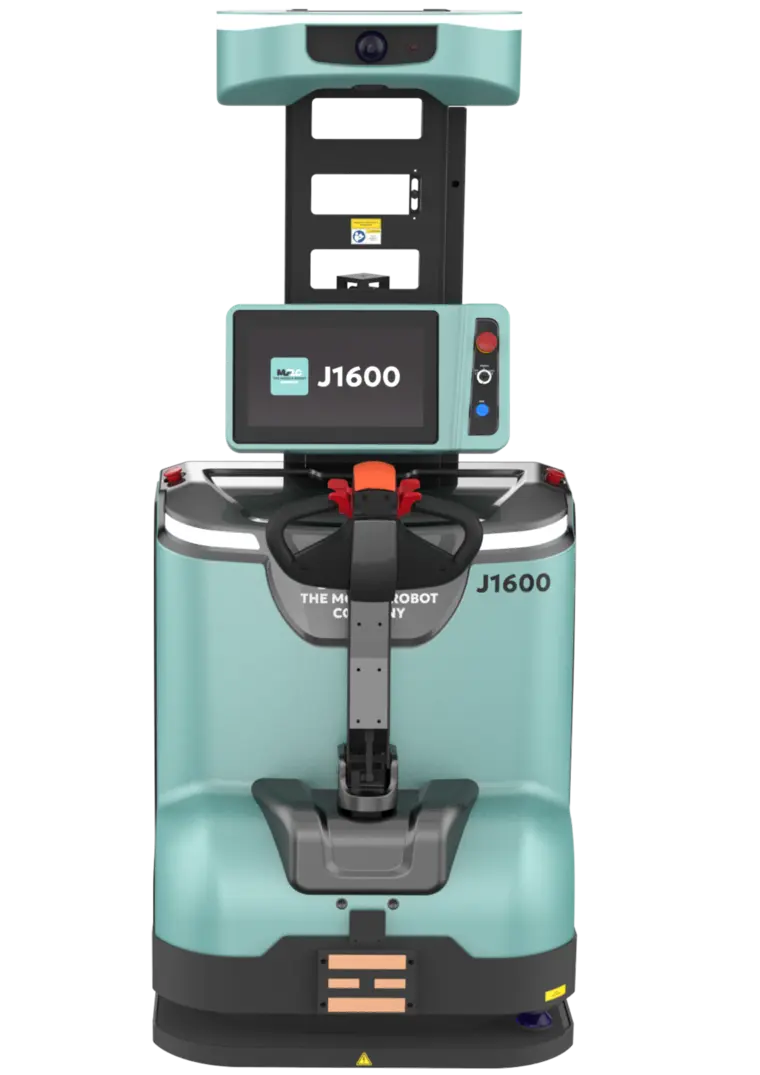 J1600 visto frontalmente con HMI, timone e sensori