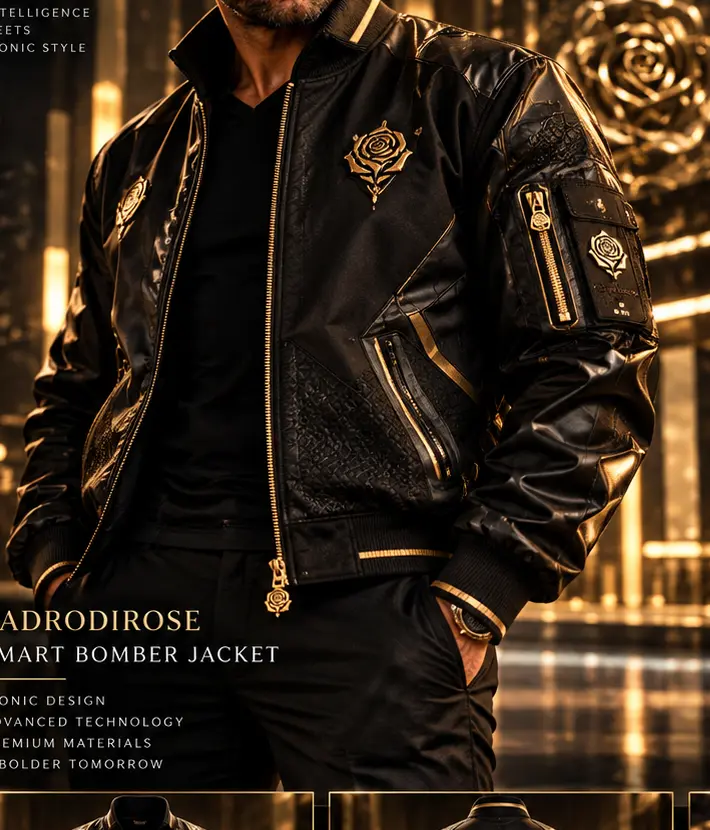 Bomber uomo nero e oro LADRODIROSE URBAN TECH
