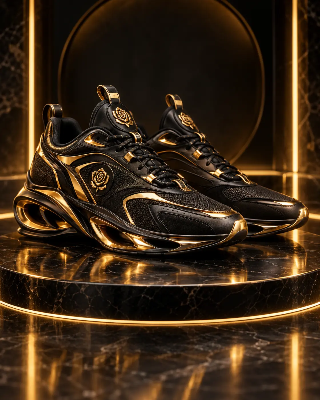 Sneakers uomo nere e oro LADRODIROSE FUTURE STEP