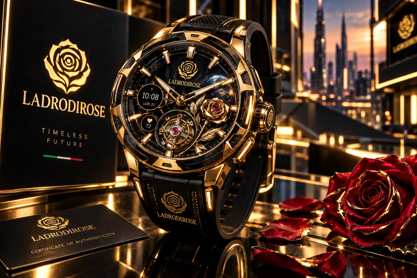 Orologio nero e oro LADRODIROSE ROSE TOURBILLON