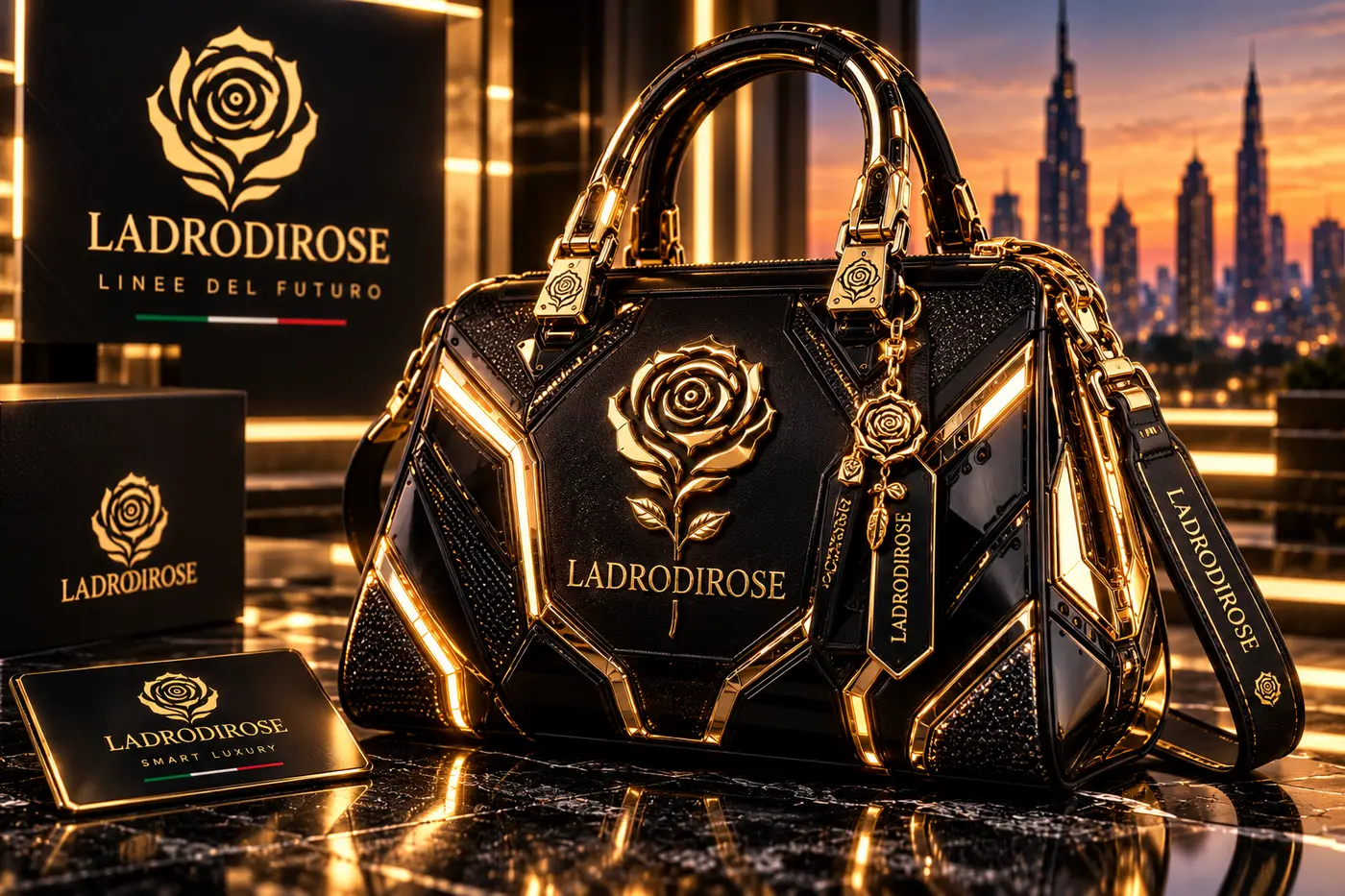 Smart bag nera e oro LADRODIROSE ROSE POWER