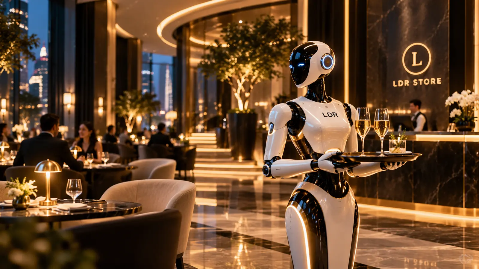 Concept LDR di robot hospitality in un ambiente alberghiero e ristorativo