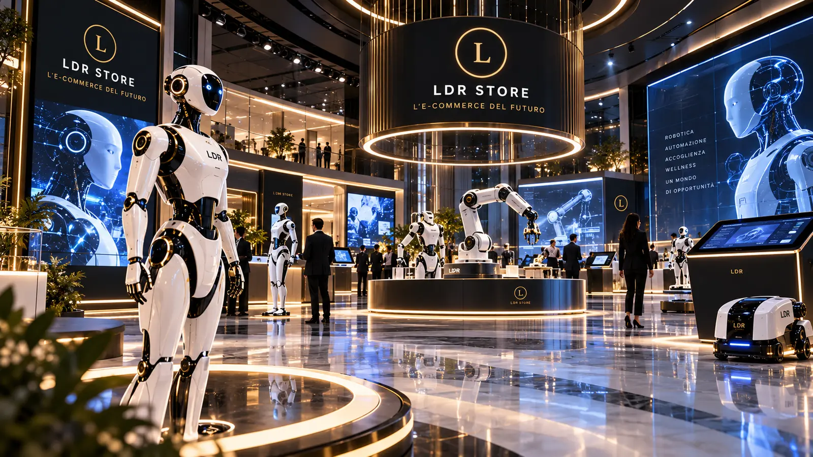 Concept LDR Robotics Store di showroom futuristico dedicato a robotica e automazione